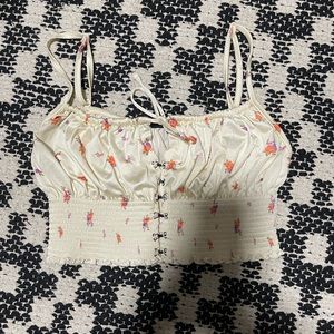 Cream floral keyhole corset top out from under UO